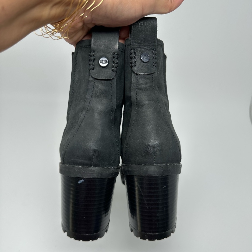UGG Hazel Ankle Boots Stacked Block Heel Booties Waterproof Black Suede Sz 9 - Picture 16 of 16